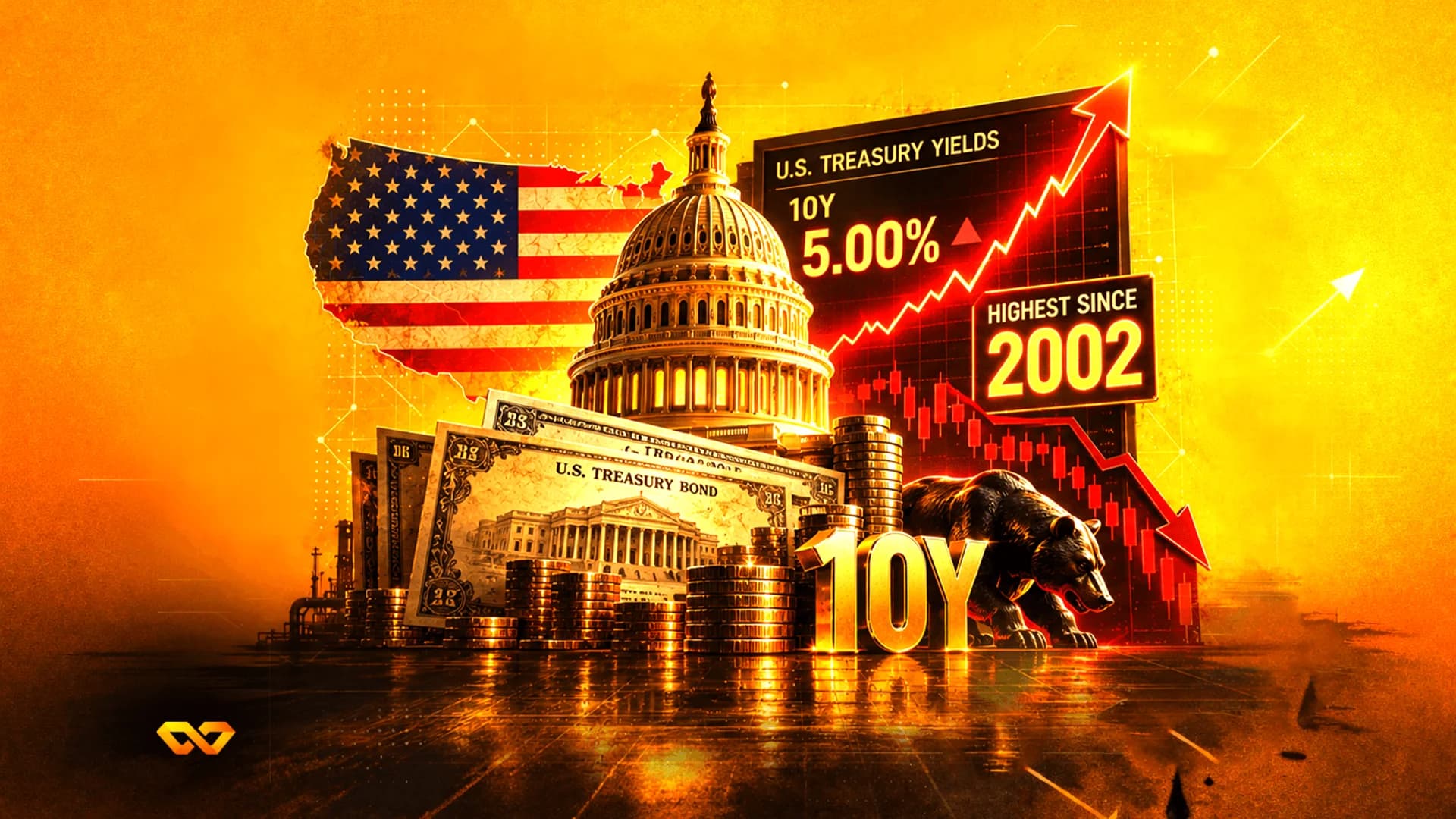عوائد السندات الأمريكية تقفز لأعلى مستوياتها منذ 2002 وتضغط على الأسواق